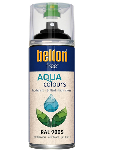 Belton Free Hochglanz wasserbasierend 400 ml RAL 9005 tiefschwarz