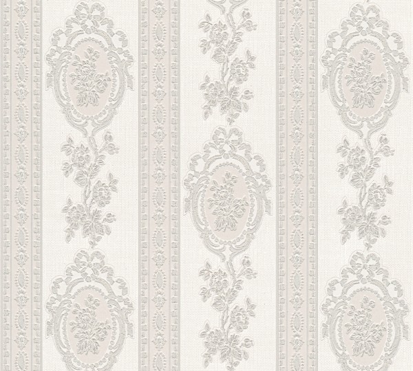 A.S. Création, Belle Epoque, # 186157, Papierapete, Grau Metallic Weiß, Ornamente, Romantik
