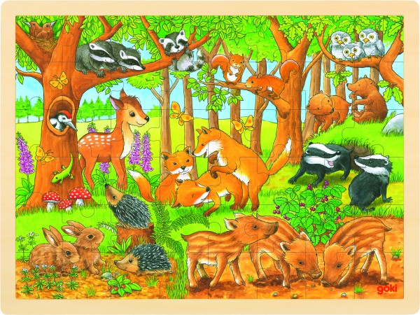 Einlegepuzzle Tierkinder im Wald