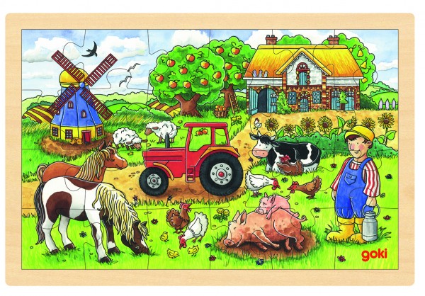 GOKI - Einlegepuzzle Müllers Farm - Holzpuzzle