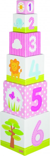 Stapelwürfel, Afrika H= 57,5 cm, feste Pappe, 6 Würfel, per Set