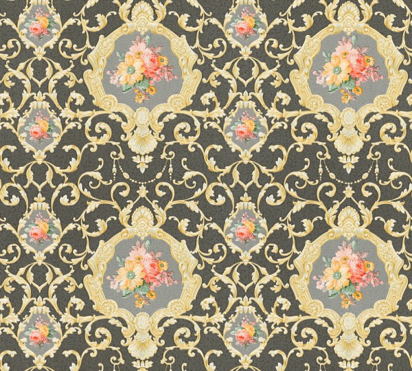 A.S. Création Château 5 343916 Vlies Bunt Metallic Schwarz