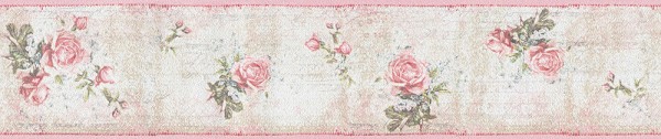 A.S. Création Only Borders Landhaus-Papier-Bodüre Beige Grün Rosa