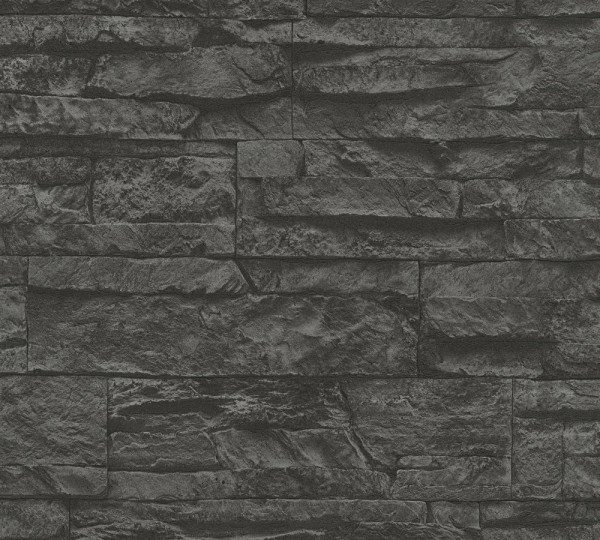 A.S. Création Best of Wood`n Stone 2nd Edition 707123 Vlies Grau Schwarz
