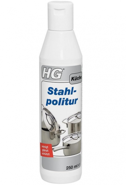 HG Stahlpolitur, (250 ml) – ist eine Edelstahl Politur zur Reinigung und zum Schutz von Edelstahl-Ar