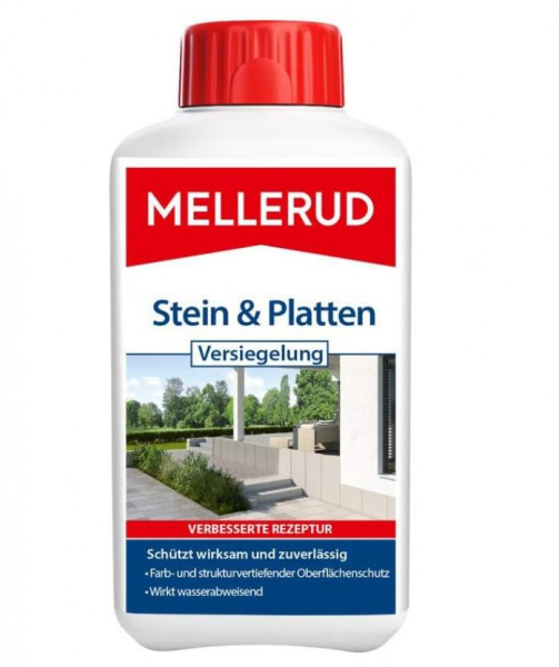 Mellerud Stein und Platten Versiegelung – Wasserabweisender und lichtbeständiger Schutz von saugfähi