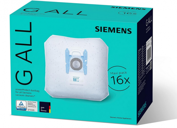 Siemens 16x Staubsaugerbeutel powerProtect Typ G ALL VZ16GALL, 99,9% Feinstaubfilterung, höhere Rein