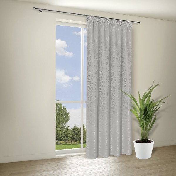 Dekovorhang, Universalband, silber, 140 cm x 245 cm, 100% Polyester