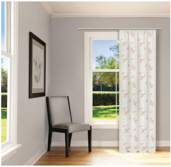 Svea Altrosa 245 cm x 140 cm Blattranke Halbtransparent 100% Baumwolle