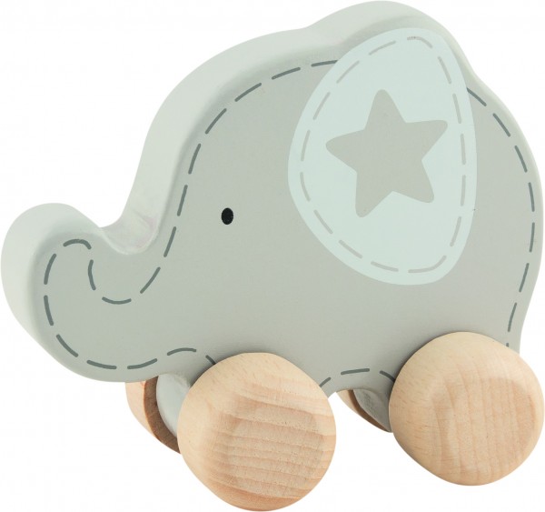 Schiebetier Elefant 10,8 x 6 x 9,5 cm, Holz, 4er Set