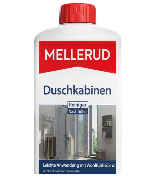 Mellerud Duschkabinen Reiniger Nachfüller | 1 x 1 l | Wirksames Mittel gegen Kalk- &amp; Seifenreste in