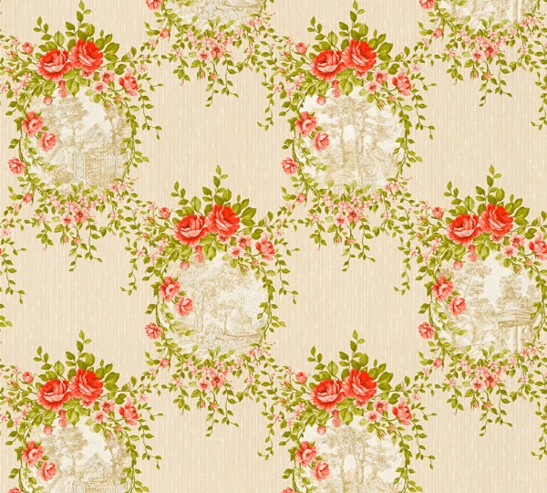 A.S. Création Château 5 344991 Vlies Beige Grün Rot