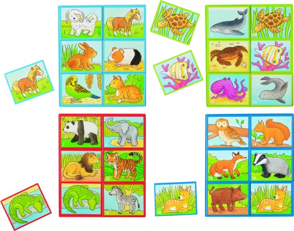 Tierlotto 14,5 x 17 cm, Holz, 4 Vorlagebrettchen, 28 Teile, per Stück