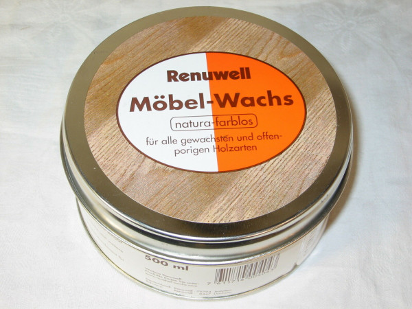 Renuwell - Möbelwachs 500 ml natura-farblos, pastös, einwachsen, reinigen, pflegen