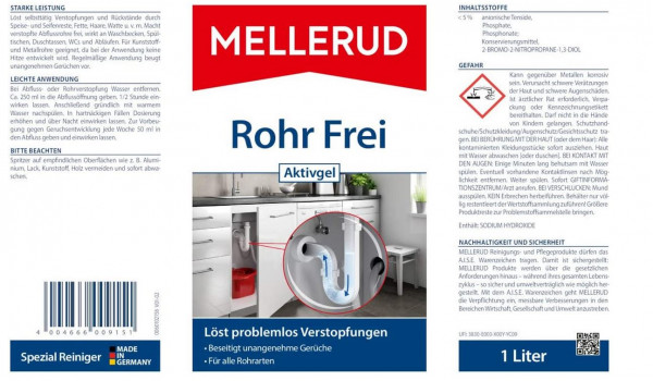 4 x Mellerud Rohr Frei Aktivgel Abflussreiniger gegen Verstopfungen &amp; Gerüche für alle Rohrarten