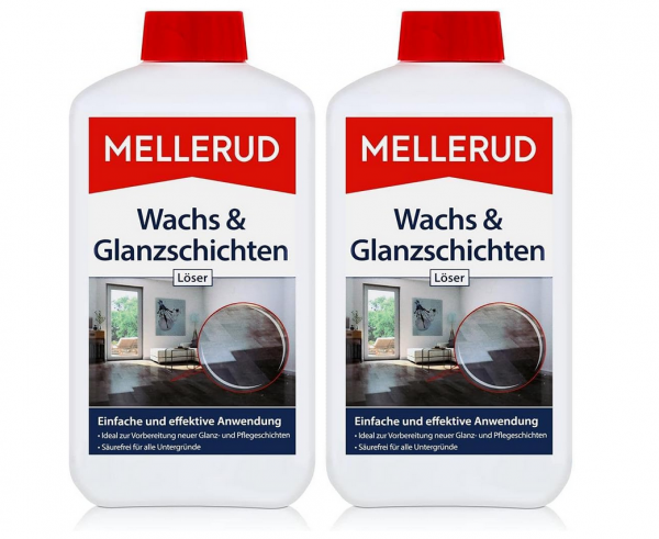 Mellerud 2 x Wachs &amp; Glanzschichten Löser – Effiziente Reinigung zur Vorbereitung Neuer Glanz- und P