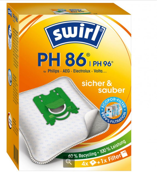 Swirl® PH 86/96 EcoPor® Staubsaugerbeutel, Staubverschluss