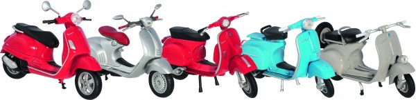 Vespa, Spritzguss, L= 10 cm, Rückzugmotor, 5fach sortiert, 10er Set, 12294