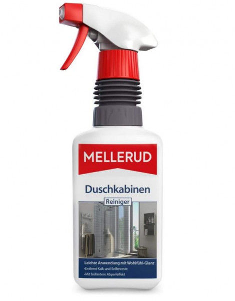 Mellerud Duschkabinen Reiniger – Wirksames Spray gegen Kalk- &amp; Seifenreste in der Dusche – 1 x 0,5 l