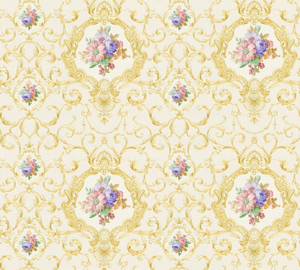 A.S. Création Château 5 343911 Vlies Bunt Creme Metallic