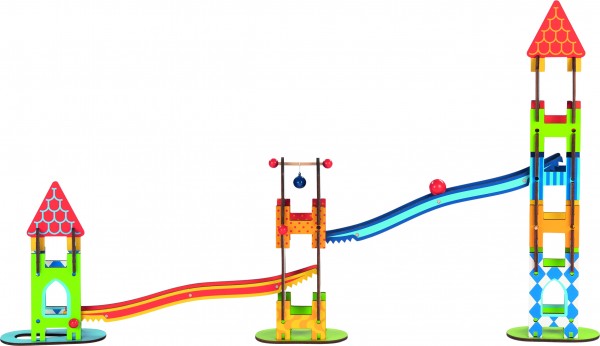 Kugelbahn Ritterburg Dach= 7,4 x 0,5 x 10,5 cm, 79 Teile, Holz, per Stück