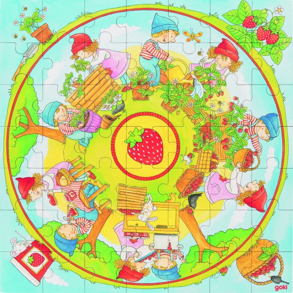 XXL Puzzle Wir pflanzen Erdbeeren 45 x 45 cm, 49 Teile, Pappe, per Stück