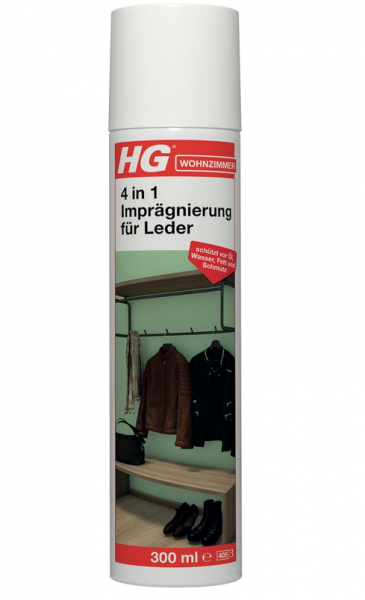 HG Wasser-, Öl-, Fett- und Schmutz-Dicht für Leder 300 ml - Wirksame Lederpflege - Schützt Alle Arte