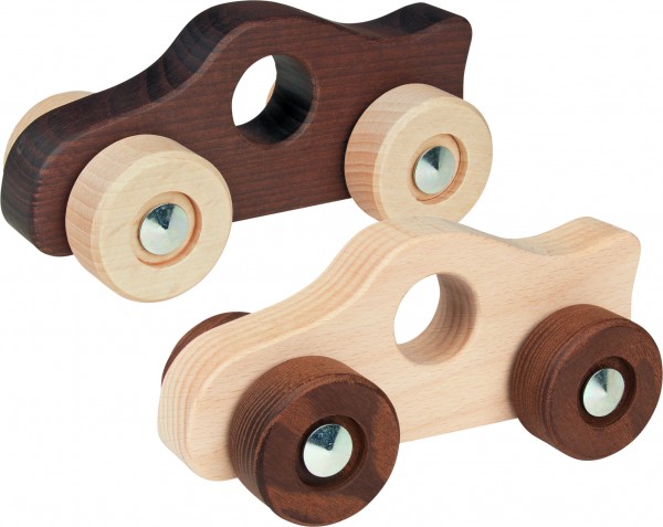 Greiffahrzeuge Rennautos, goki nature 14 x 6 x 6,5 cm, Holz, 2fach sortiert, 6er Set
